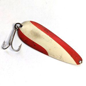 Vintage 1980 Blue Fox Pixee Brass Aqua Spoon Lure Red White